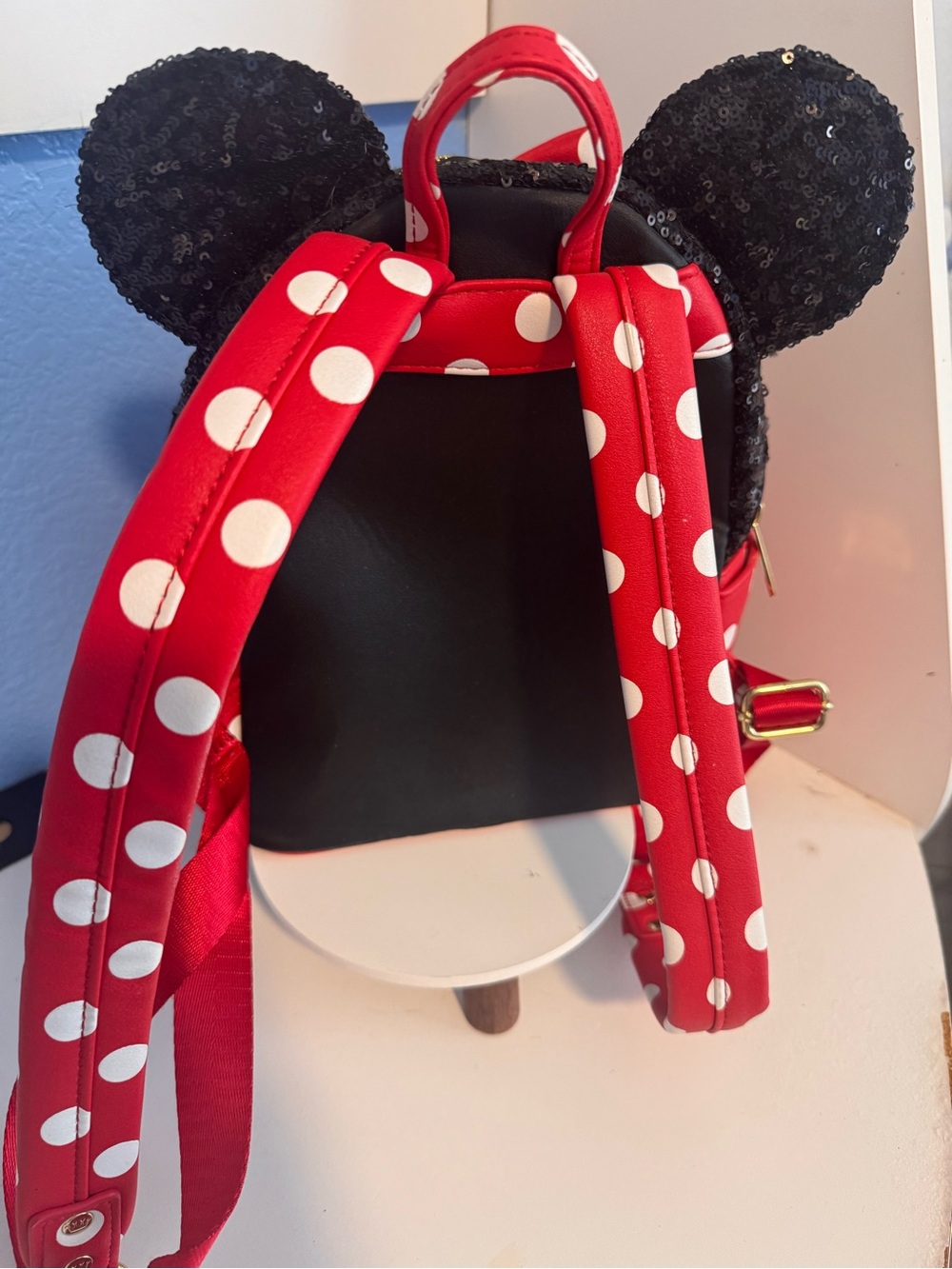 Loungefly Red and Black Minnie Mouse Polka Dot Mini Backpack - Picture 14 of 16